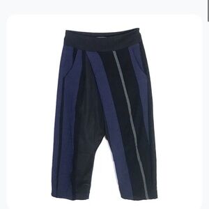 Malloni black navy harem striped jogger capri trouser pants 38 / 6